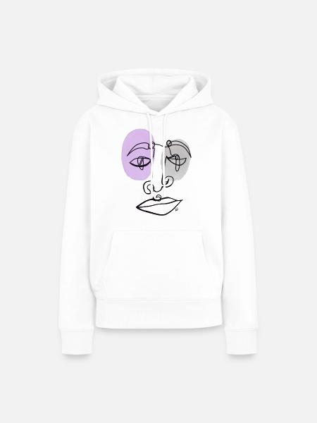 Zeichnung Portrait aus einer Linie Gesicht LineArt - Frauen Premium Bio Hoodie - Weiß