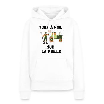 Tous à poil sur la paille - Sweat à capuche Premium bio Femme - blanc - Devant - Julia (174cm)