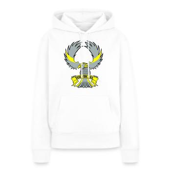Adler Veni vidi vici - Sweat à capuche Premium bio Femme - blanc - Devant - Julia (174cm)