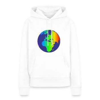 Regenbogen Welt, LGBT - Frauen Premium Bio Hoodie - Weiß - Vorne - Julia (174cm)