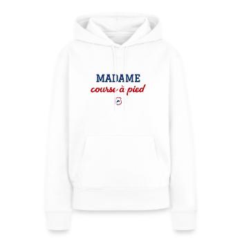 MADAME course à pied - Sweat à capuche Premium bio Femme - blanc - Devant - Julia (174cm)
