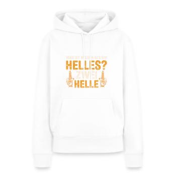 Was ist besser als ein Helles? Zwei Helle Biertrin - Frauen Premium Bio Hoodie - Weiß - Vorne - Julia (174cm)