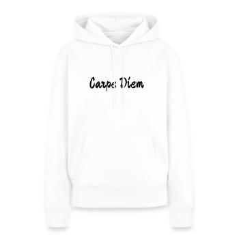 Carpe Diem - Sweat à capuche Premium bio Femme - blanc - Devant - Julia (174cm)