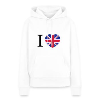 Storbritannia - Premium økologisk hettegenser for kvinner - hvit - Foran - Julia (174cm)