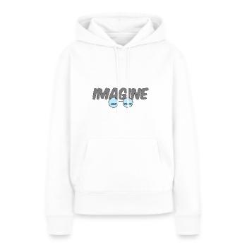Imagine - Amour, paix, tolérance et respect - Sweat à capuche Premium bio Femme - blanc - Devant - Julia (174cm)
