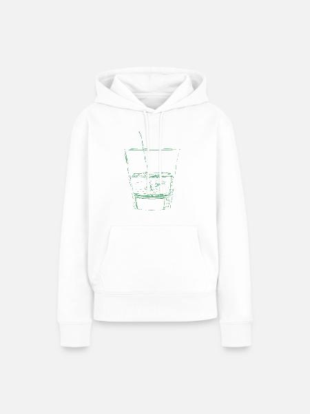 Grünes Glas mit Strohhalm Sketch - Frauen Premium Bio Hoodie - Weiß