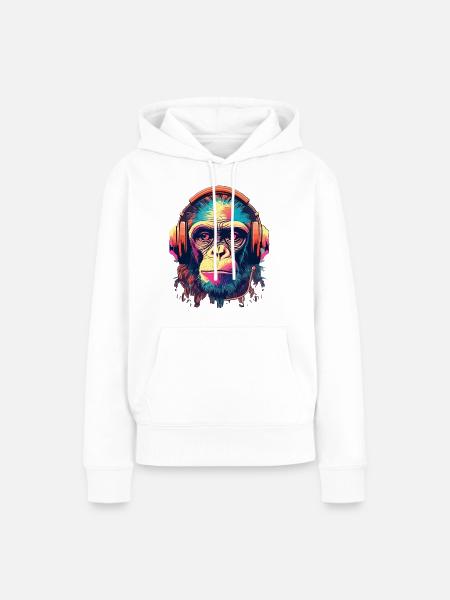 Monkey Beats - Frauen Premium Bio Hoodie - Weiß