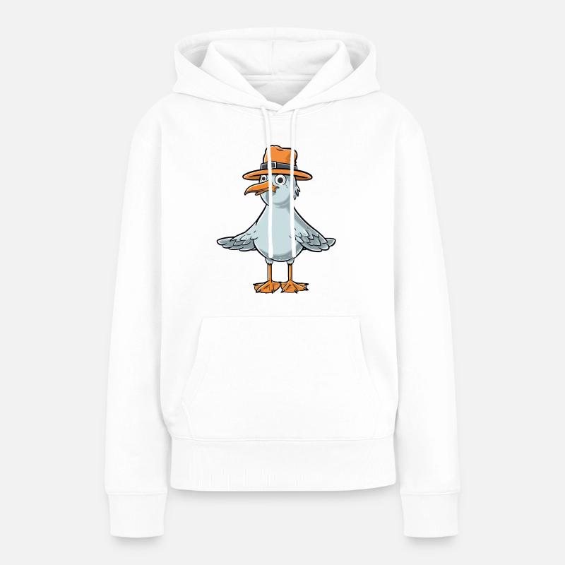 Mouette drôle - Sweat à capuche Premium bio Femme - blanc