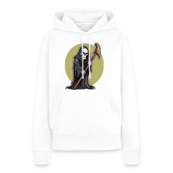 Faucheuse - Sweat à capuche Premium bio Femme - blanc - Devant - Julia (174cm)