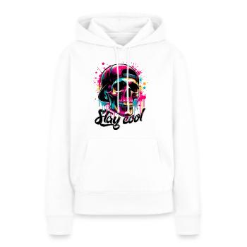 Crâne Pop Art avec Capuchon, Coloré - Sweat à capuche Premium bio Femme - blanc - Devant - Julia (174cm)