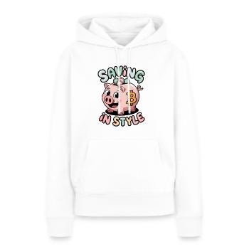 Économiser avec style - Sweat à capuche Premium bio Femme - blanc - Devant - Julia (174cm)