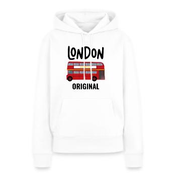 Londres - Sweat à capuche Premium bio Femme - blanc - Devant - Julia (174cm)