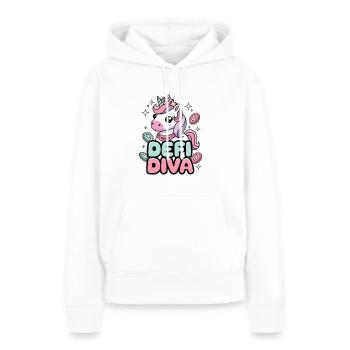 Defi Diva - Frauen Premium Bio Hoodie - Weiß - Vorne - Julia (174cm)
