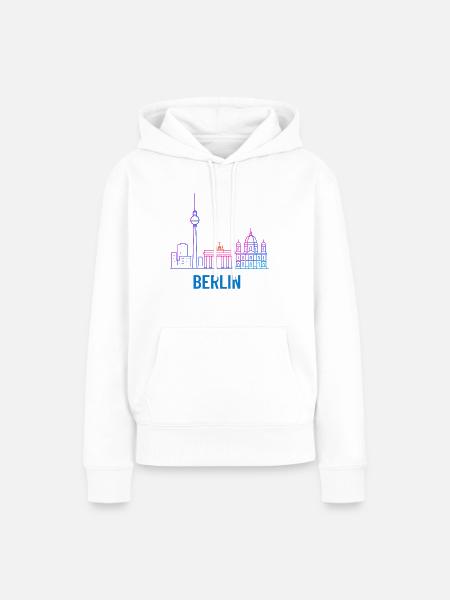 Berliner Neon-Skyline Druck - Frauen Premium Bio Hoodie - Weiß