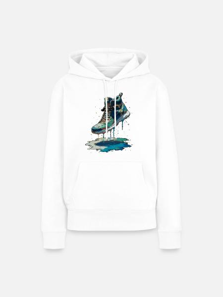 Bunter Streetart-Sneaker - Frauen Premium Bio Hoodie - Weiß