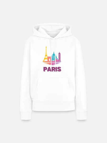Paris Farbverlauf Skyline Silhouette - Frauen Premium Bio Hoodie - Weiß