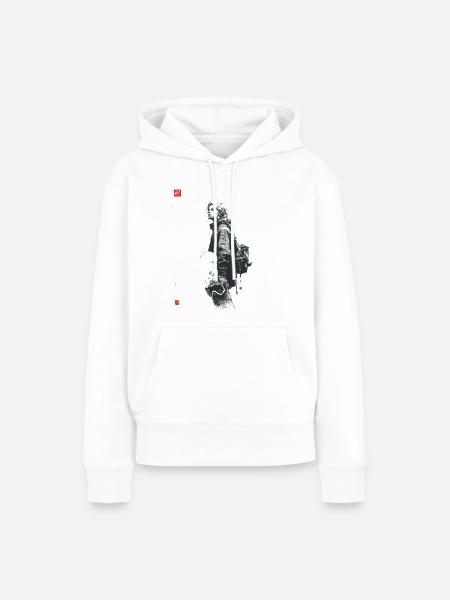 Dunkle Silhouette mit Dread - Frauen Premium Bio Hoodie - Weiß