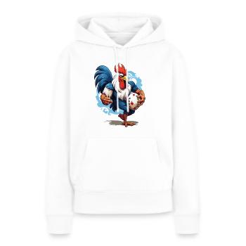 Rugby France Coq Ballon De Rugby Joueur Fan De Sport - Sweat à capuche Premium bio Femme - blanc - Devant - Julia (174cm)