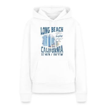 Long beach surfing goods 3 - Sweat à capuche Premium bio Femme - blanc - Devant - Julia (174cm)