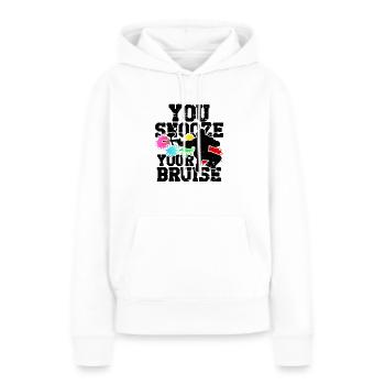 Funny Paintball You Snooze You Bruise - Équipe - Sweat à capuche Premium bio Femme - blanc - Devant - Julia (174cm)