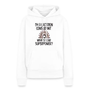 Consultante en lactation Consultante en allaitement Consultation en allaitement - Sweat à capuche Premium bio Femme - blanc - Devant - Julia (174cm)