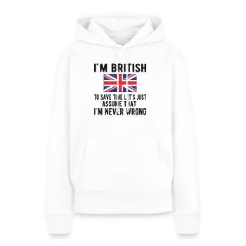 British Great Britain Origine Drapeau britannique - Sweat à capuche Premium bio Femme - blanc - Devant - Julia (174cm)