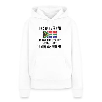 Afrique du Sud Drapeau Afrique du Sud Origine Afrique du Sud - Sweat à capuche Premium bio Femme - blanc - Devant - Julia (174cm)