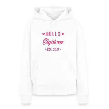 Bonjour dix-huit 2005 18 anniversaire fille - Sweat à capuche Premium bio Femme - blanc - Devant - Julia (174cm)