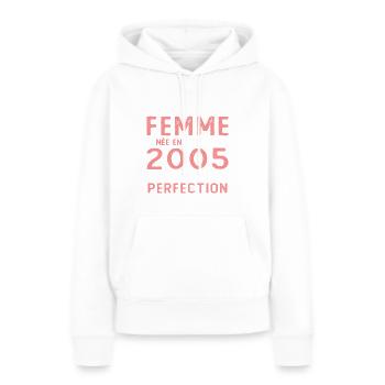 Cadeau D'anniversaire Femme Née En Janvier 2005 - Sweat à capuche Premium bio Femme - blanc - Devant - Julia (174cm)