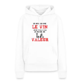 Je Suis Comme Le Vin - Sweat à capuche Premium bio Femme - blanc - Devant - Julia (174cm)