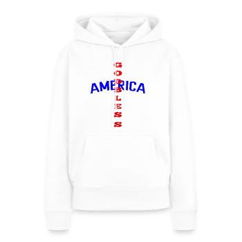 God Bless America. Croix Crétienne. - Sweat à capuche Premium bio Femme - blanc - Devant - Julia (174cm)