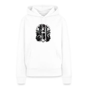 Beauté victorienne : l’élégance en noir et blanc - Sweat à capuche Premium bio Femme - blanc - Devant - Julia (174cm)