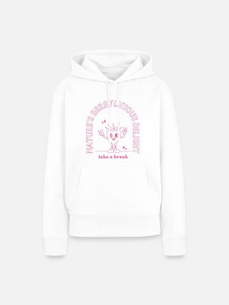 Raspberry Outline - Frauen Premium Bio Hoodie - Weiß