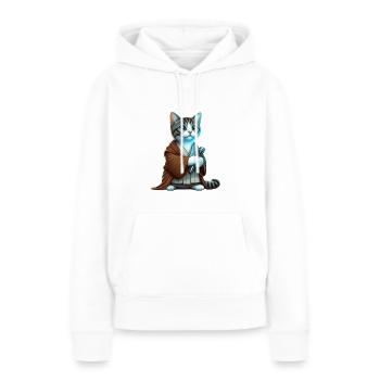 Miau-Kraft - Frauen Premium Bio Hoodie - Weiß - Vorne - Julia (174cm)