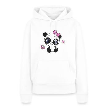 Weiblicher Panda mit Schmetterlingen - Frauen Premium Bio Hoodie - Weiß - Vorne - Julia (174cm)