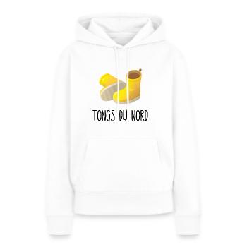 tongs du nord - Sweat à capuche Premium bio Femme - blanc - Devant - Julia (174cm)