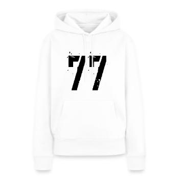 Nombre 77 - Sweat à capuche Premium bio Femme - blanc - Devant - Julia (174cm)
