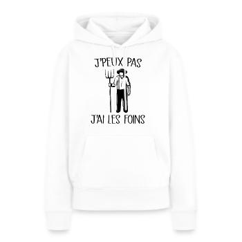 Je Peux Pas J'ai Les Foins - Sweat à capuche Premium bio Femme - blanc - Devant - Julia (174cm)