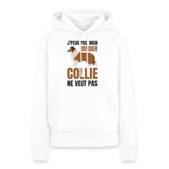 Border collie chien doux - Sweat à capuche Premium bio Femme - blanc - Devant - Julia (174cm)