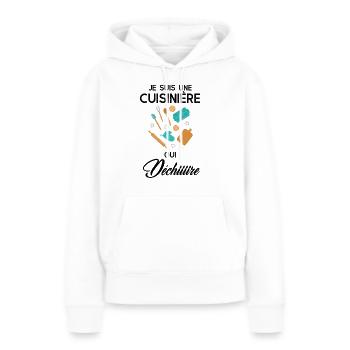 Cuisinière qui déchire - Sweat à capuche Premium bio Femme - blanc - Devant - Julia (174cm)