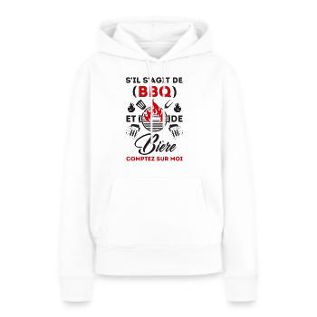 Barbecue et bière 1 - Sweat à capuche Premium bio Femme - blanc - Devant - Julia (174cm)
