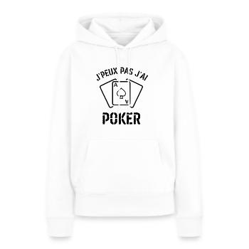 Texas holdem rami poker belote - Sweat à capuche Premium bio Femme - blanc - Devant - Julia (174cm)