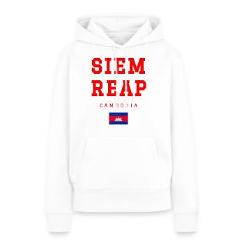 Siem Reap, Cambodge - Sweat à capuche Premium bio Femme - blanc - Devant - Julia (174cm)