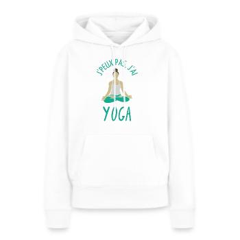 Humour pilates yoga - Sweat à capuche Premium bio Femme - blanc - Devant - Julia (174cm)