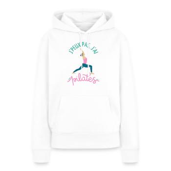 Humour yoga pilates - Sweat à capuche Premium bio Femme - blanc - Devant - Julia (174cm)