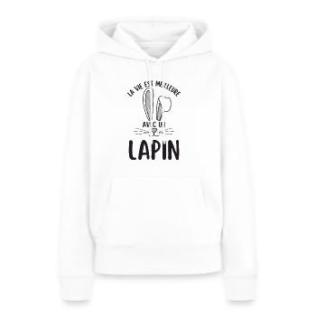 La vie est meilleure avec un lapin de pâques 2 - Sweat à capuche Premium bio Femme - blanc - Devant - Julia (174cm)