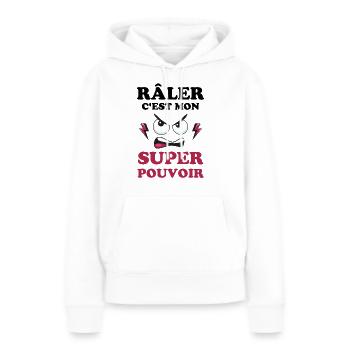 Râler c est mon super pouvoir 2 - Sweat à capuche Premium bio Femme - blanc - Devant - Julia (174cm)