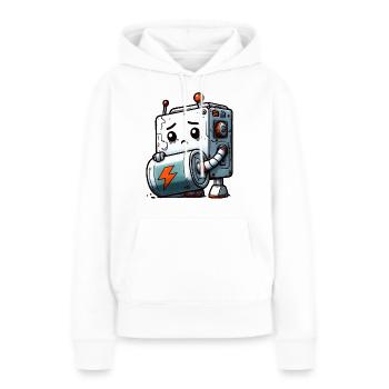 Pile Déchargée Pour Bot Robot - Sweat à capuche Premium bio Femme - blanc - Devant - Julia (174cm)