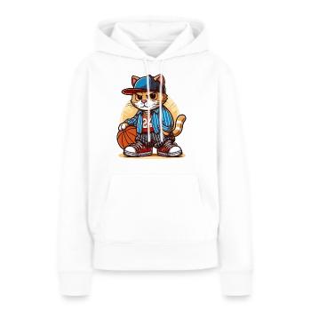 Forced Cat: Spiele Basketball - Frauen Premium Bio Hoodie - Weiß - Vorne - Julia (174cm)
