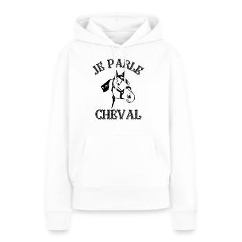 Je parle cheval - Sweat à capuche Premium bio Femme - blanc - Devant - Julia (174cm)